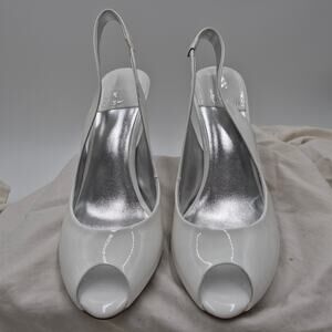 Jeffrey Campbell Charis white peep-toe slingback heels pump Women size 10